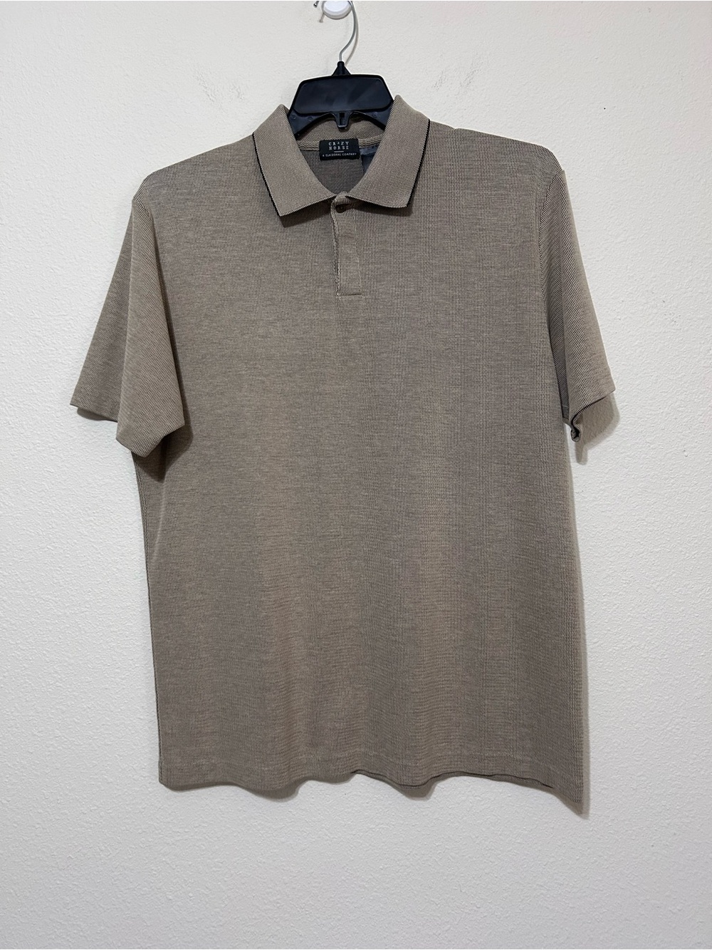 Vintage Crazy Horse A Claiborne Company Mens Large Beige Pima Cotton Knit Polo